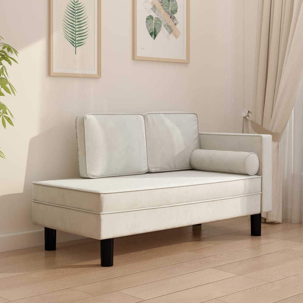 Ottomane Liegesofa Recamiere Sofa Couch 2-Sitzer Creme Samt