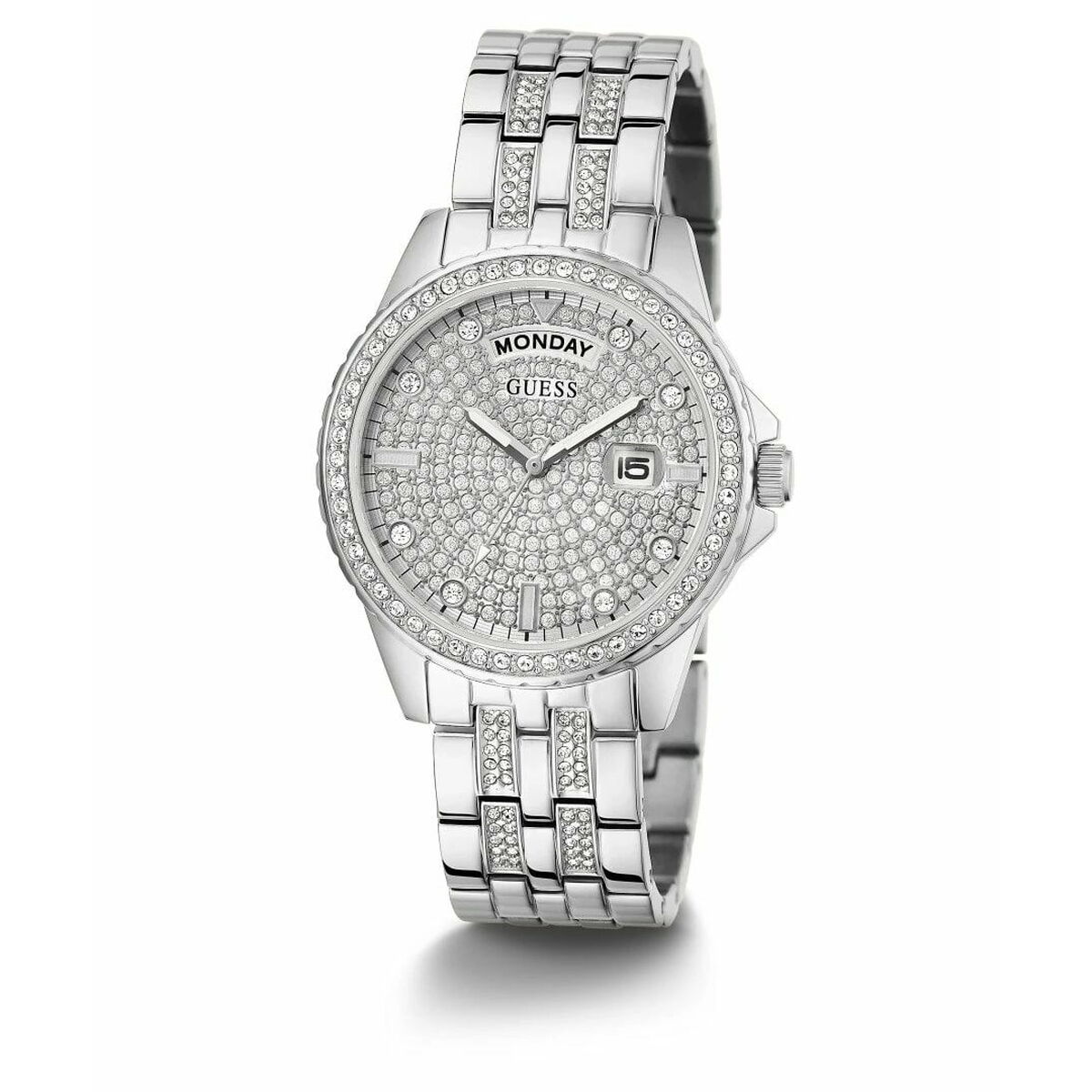 Guess Armbanduhr Damenuhr GW0254L1 37mm Silbern Edelstahl Analog Datum
