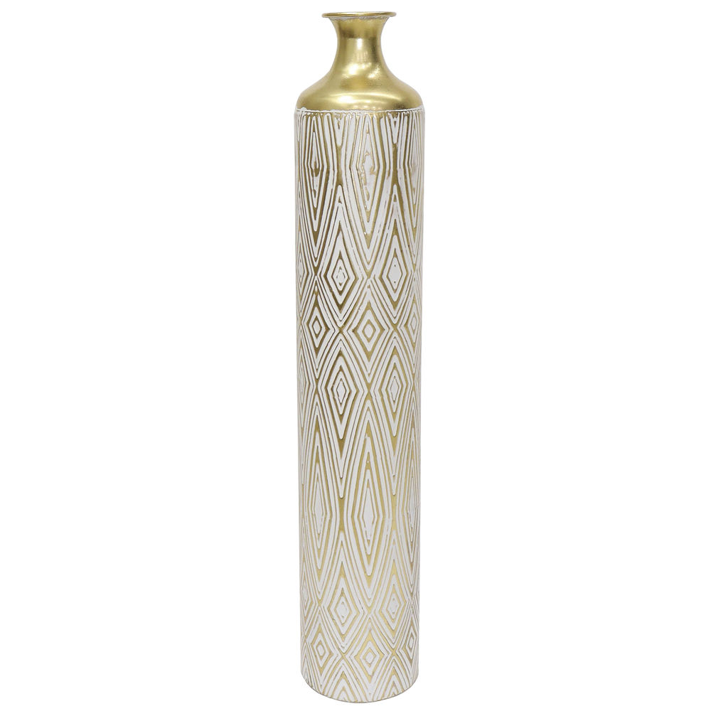 Vase DKD Home Decor Wei Metall Afrikanisch 15 x 15 x 85 cm