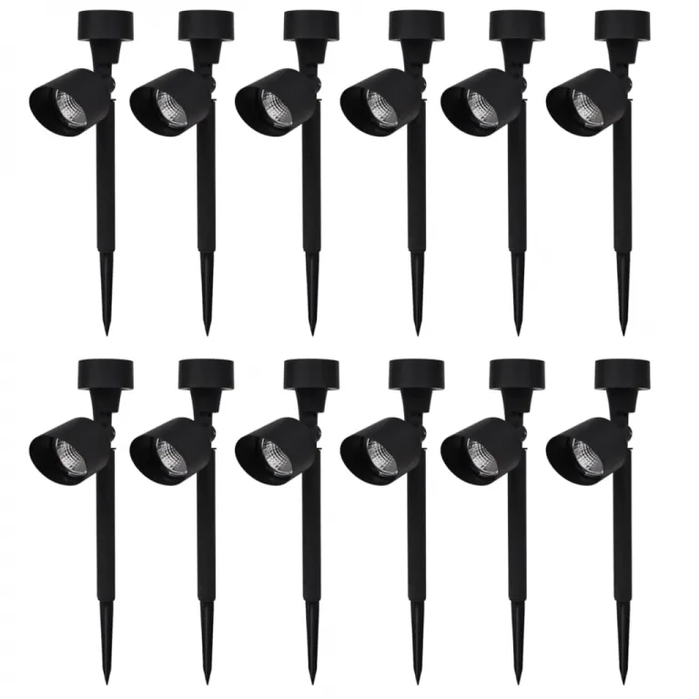 12x LED Spotlight Lampe Leuchte Strahler Solar Schwarz Gartenlampe Gartenleuchte