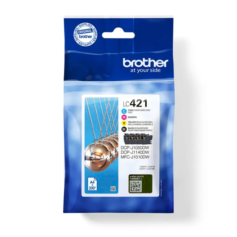 Brother Original Tintenpatrone LC-421VAL Bunt Schwarz Schwarz/Zyanblau/Magenta/Gelb