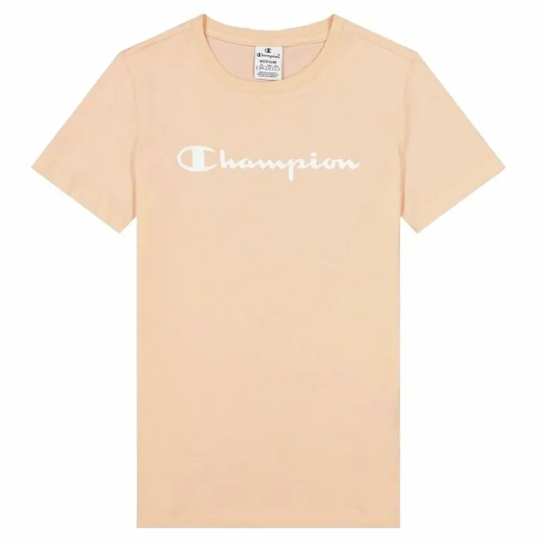Champion Damen Kurzarm-T-Shirt Big Script Logo Rosa