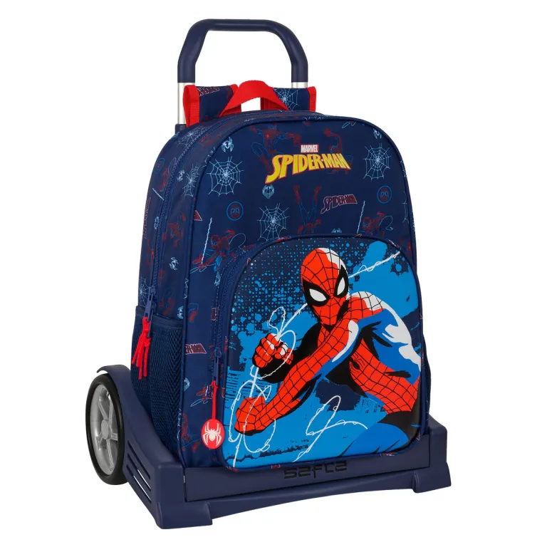 Kinder Rucksack mit Rdern Spider-Man Neon Marineblau 33 x 42 x 14 cm