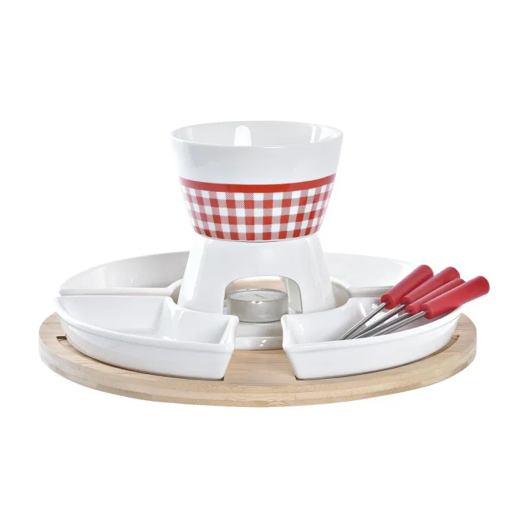 Dkd home decor Fondue Set DKD Home Decor Rot 26,5 x 26,5 x 1,5 cm 10 teilig