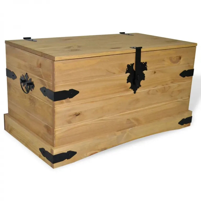 Aufbewahrungsbox Holzkiste mit Deckel Mexiko-Stil Kiefer Schatztruhe 91x49,5x47c