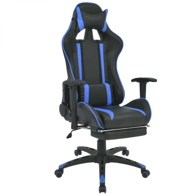 Neigbarer Racing-Brostuhl mit Fusttze Blau Gaming Sessel Computerstuhl