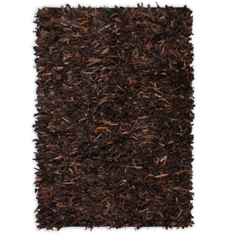 Shaggy-Teppich Echtleder 160 x 230 cm Braun Teppich
