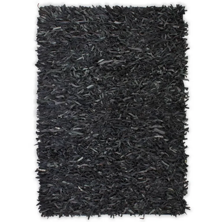 Shaggy-Teppich Echtleder 190 x 280 cm Grau Teppich