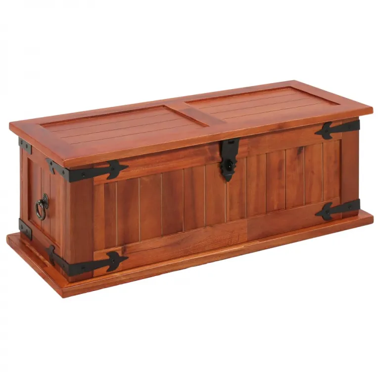 Aufbewahrungsbox Holzkiste mit Deckel 60 x 25 x 22 cm Akazien-Massivholz