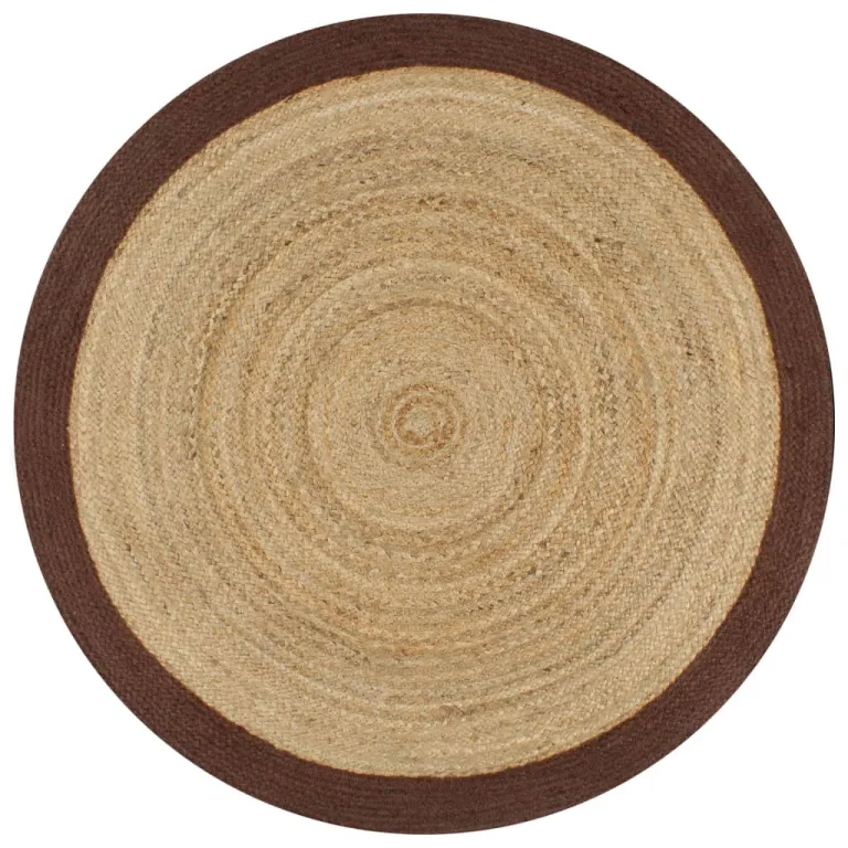 Teppich Handgefertigt Jute mit Braunem Rand 150 cm Teppich