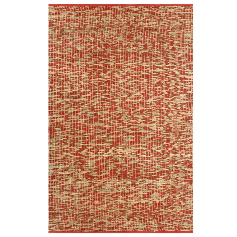 Teppich Handgefertigt Jute Rot und Natur 80x160 cm Teppich