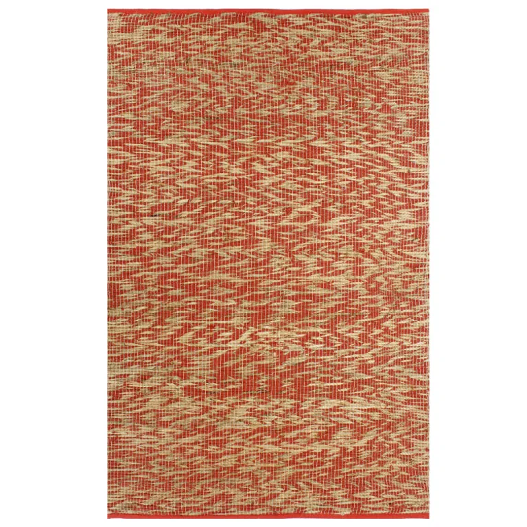 Teppich Handgefertigt Jute Rot und Natur 120x180 cm Teppich