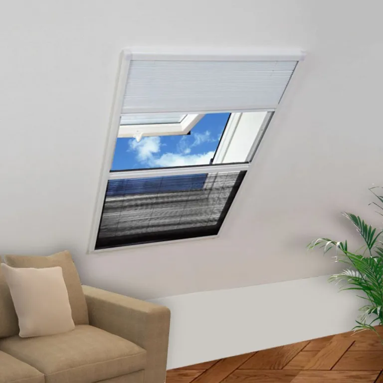 Plisse Insektenschutzfenster mit Jalousie Aluminium 16080 cm Fliegengitter