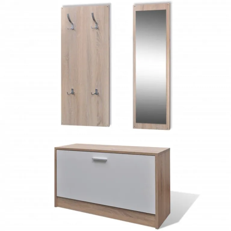 Garderobe Flur 3-in-1 Schuhschrank Schuhkipper Spiegel