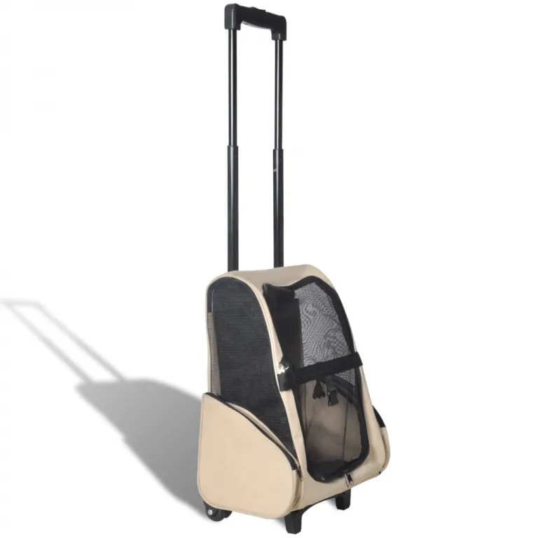 Multifunktionaler Haustiertrolley Zusammenfaltbar Beige