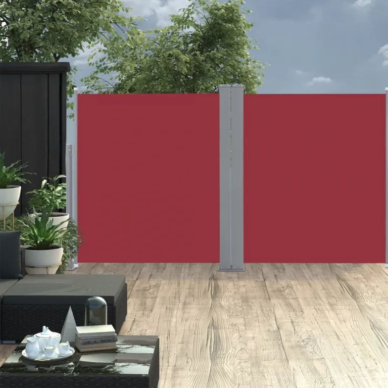 Sichtschutz Windschutz Sonnenschutz Seitenmarkise Ausziehbar 170 x 600 cm Rot