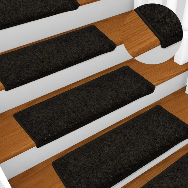 Treppenmatte Stufenmatte Treppenteppich Stufenteppich 5 Stk. 65x25 cm Schwarz