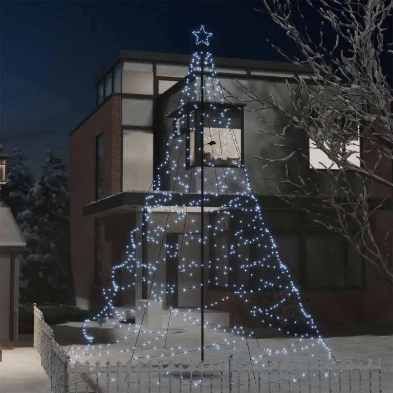 LED-Weihnachtsbaum mit Metallstange 1400 LEDs Kaltwei 5 m