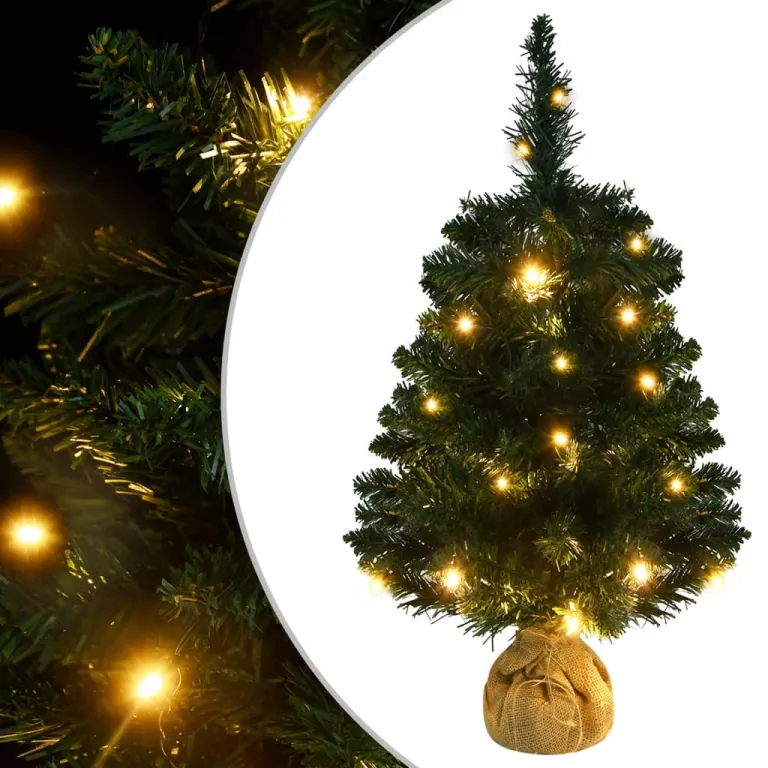 Knstlicher Weihnachtsbaum mit Stnder und LEDs Grn 60 cm PVC