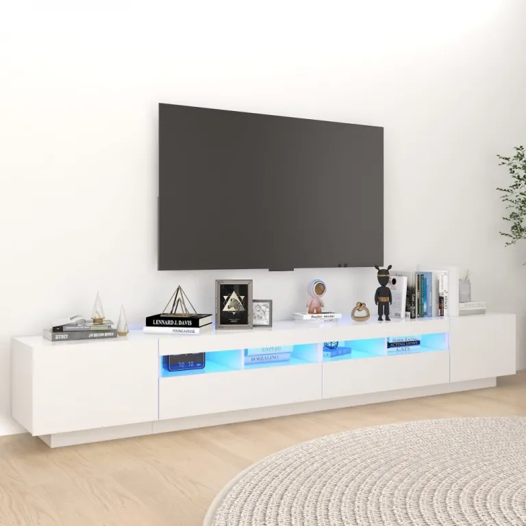TV-Schrank mit LED-Leuchten Wei 260x35x40 cm Lowboard