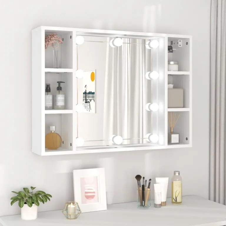 Spiegelschrank mit LED Wei 76x15x55 cm