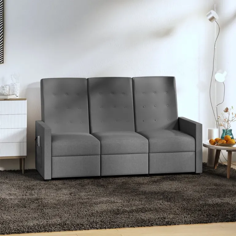 Relaxsofa Liegesofa 3er Sofa Couch verstellbar 3-Sitzer Hellgrau Stoff