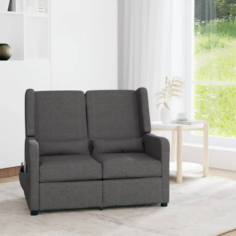 Relaxsofa Liegesofa 2er Sofa Couch verstellbar 2-Sitzer Dunkelgrau Stoff