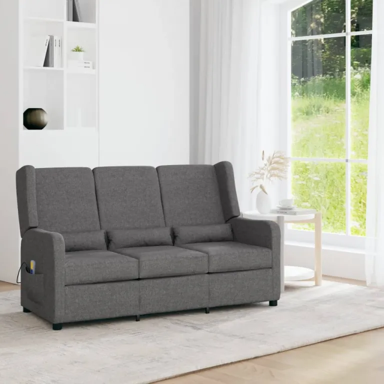 Relaxsofa Liegesofa 3er Sofa Couch verstellbar 3-Sitzer Hellgrau Stoff
