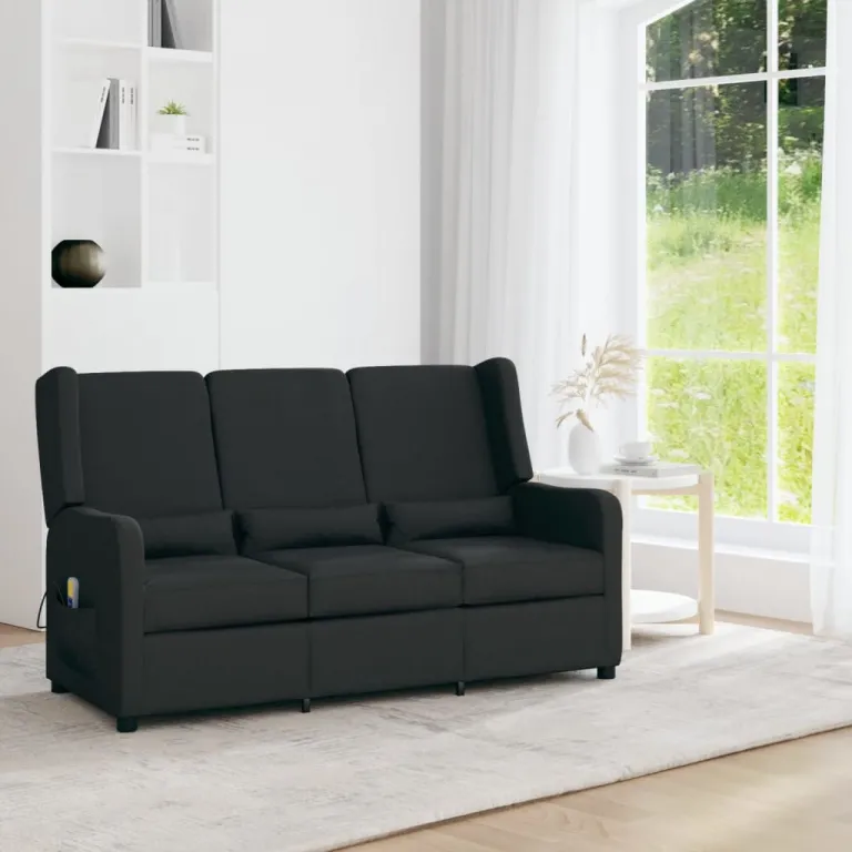 Relaxsofa Liegesofa 3er Sofa Couch verstellbar 3-Sitzer Schwarz Stoff