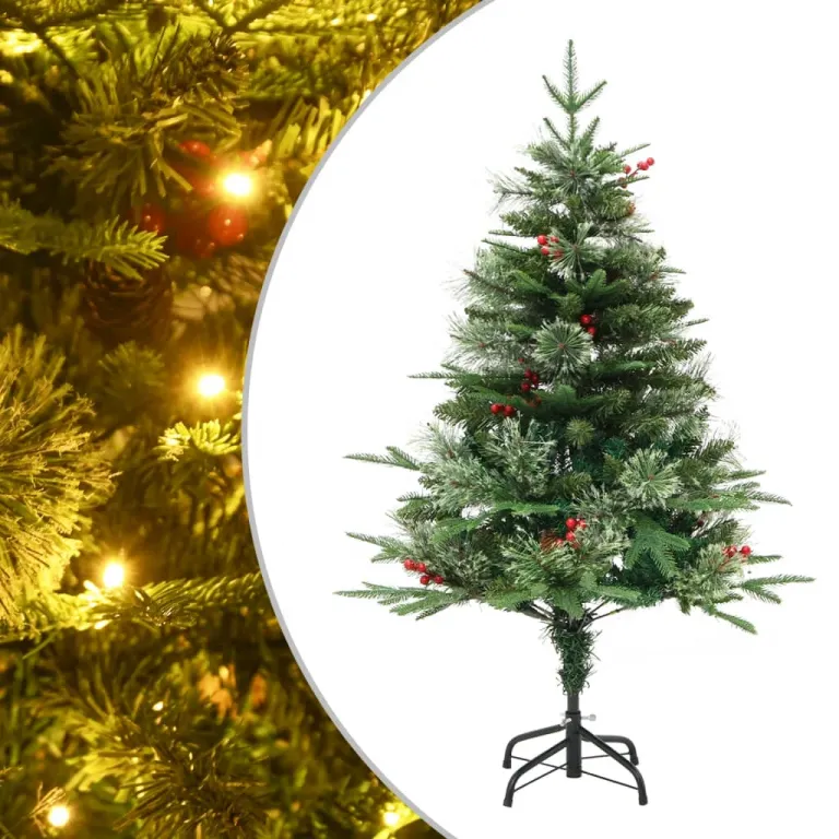 Weihnachtsbaum mit LEDs & Kiefernzapfen Grn 120 cm PVC & PE