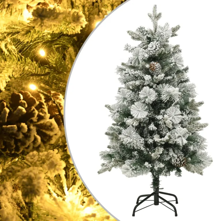 Weihnachtsbaum mit LEDs & Zapfen Beschneit 120 cm PVC & PE