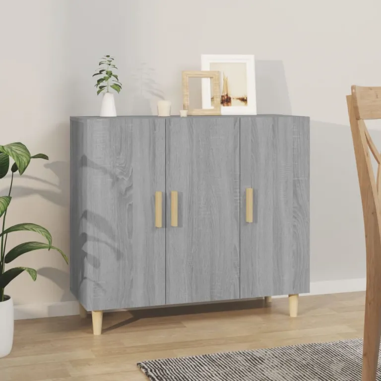 Sideboard Grau Sonoma 90x34x80 cm Spanplatte