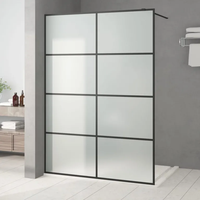 Walk In Duschwand fr Begehbare Dusche Schwarz 140x195 cm Matt ESG-Glas