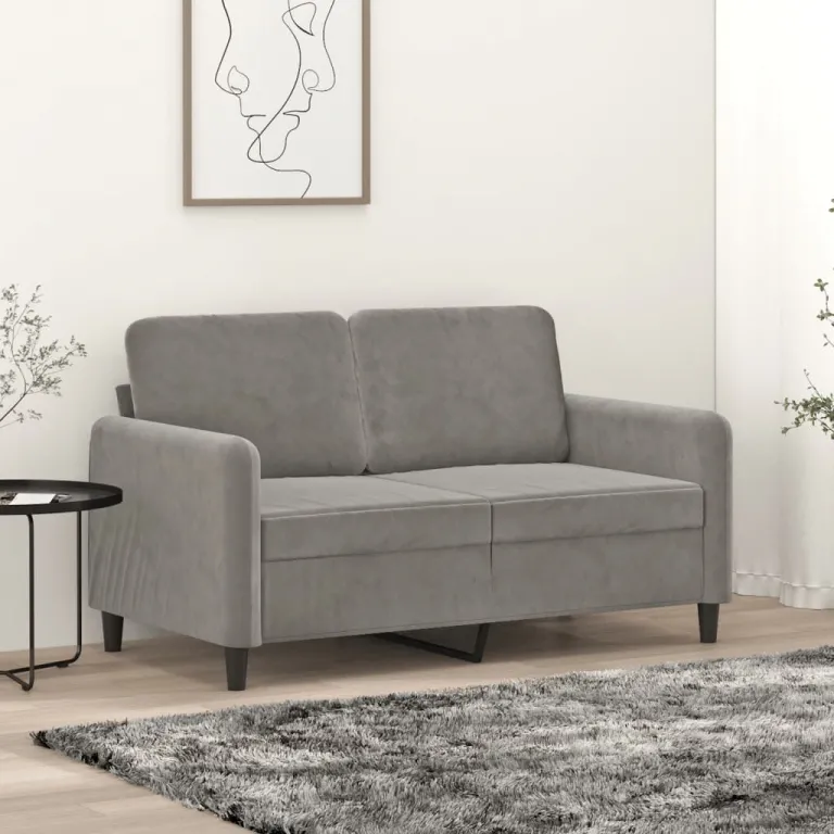 2-Sitzer-Sofa Hellgrau 120 cm Samt Couch