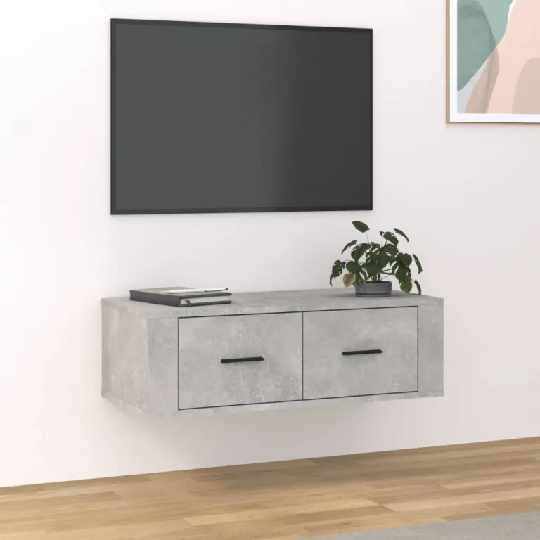 TV-Wandschrank Betongrau 80x36x25 cm Spanplatte Lowboard Fernseher