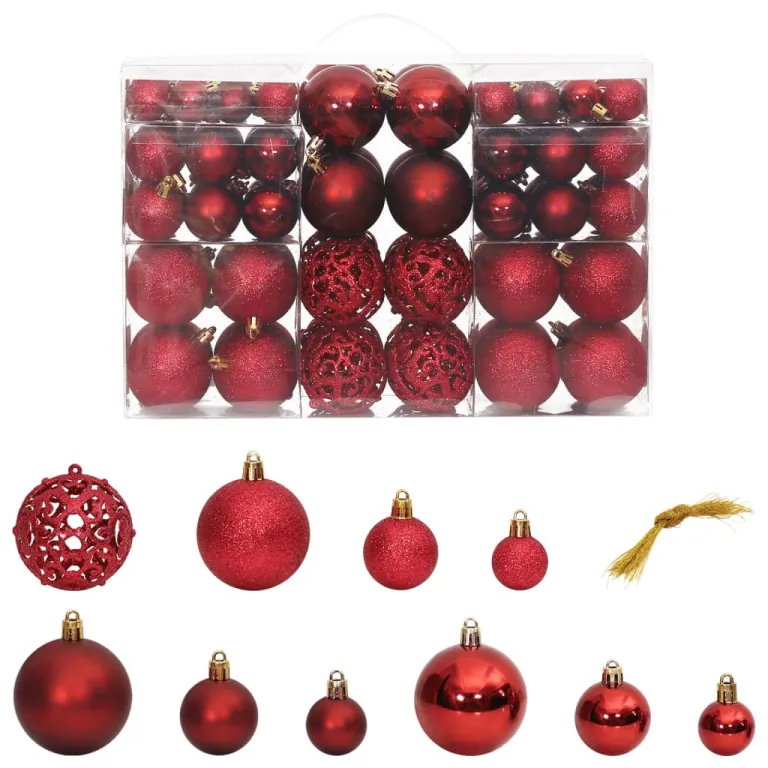 Baumschmuck Set Christbaumkugeln Weihnachtsbaumkugeln 100 Stk. Weinrot 