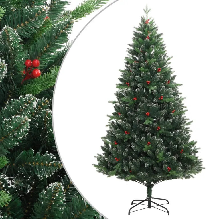 Christbaum Knstlicher Weihnachtsbaum Klappbar mit Roten Beeren 180 cm