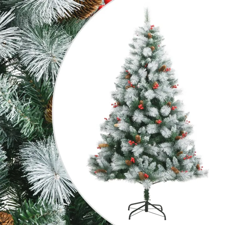 Knstlicher Weihnachtsbaum Klappbar mit Zapfen & Beeren 210 cm