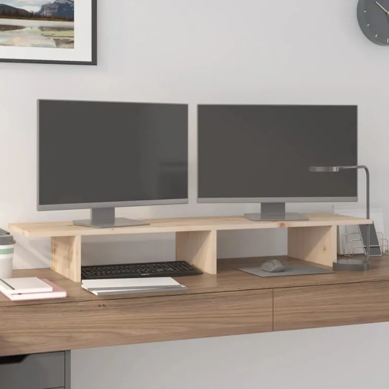 Monitorstnder 100x27x15 cm Massivholz Kiefer Erhhung Bildschirm Tisch Home Office