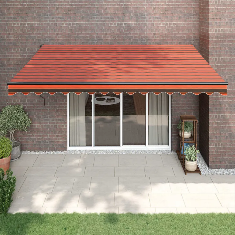 Gelenkarmmarkise Orange und Braun 4,5x3 m Stoff und Aluminium Terrasse Beschattu