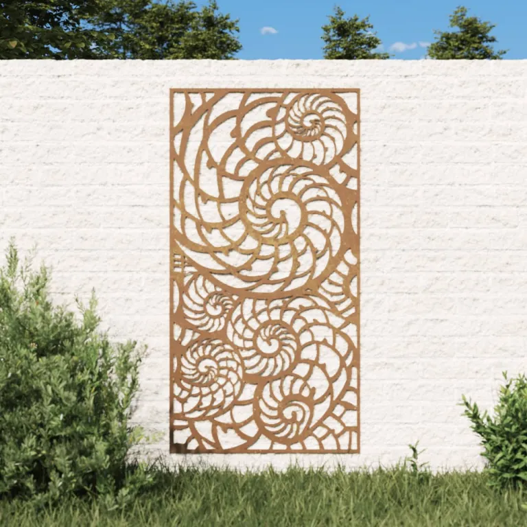 Garten-Wanddeko 105x55 cm Cortenstahl Muschel-Design Gartendekoration