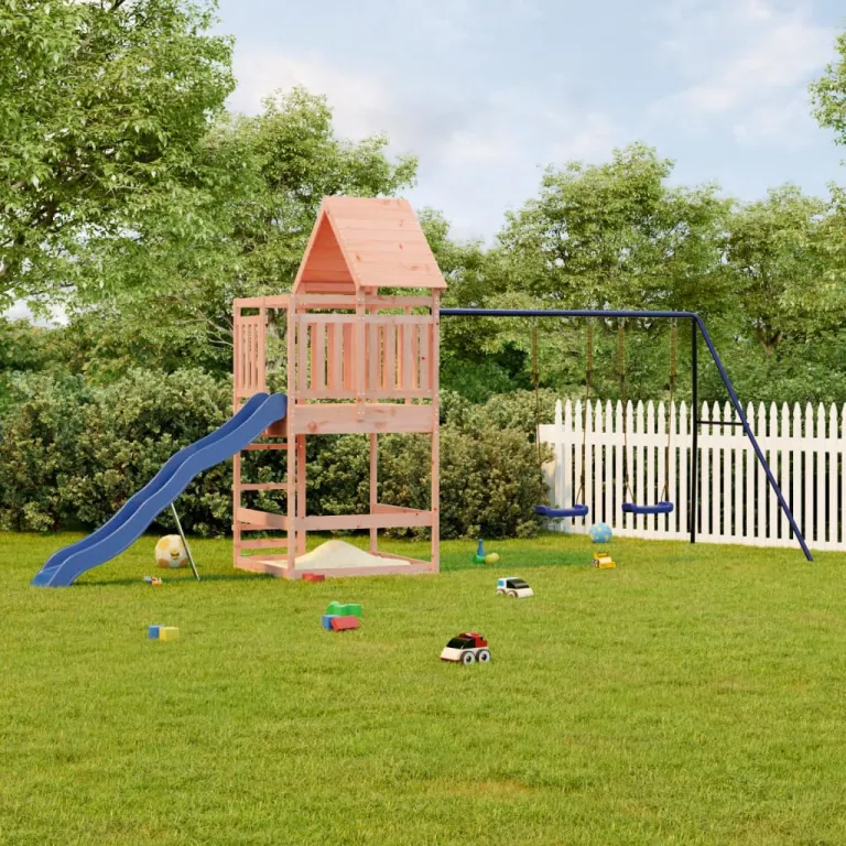 Spielturm Massivholz Douglasie Rutsche Schaukel Garten Kinder Spielen Holz