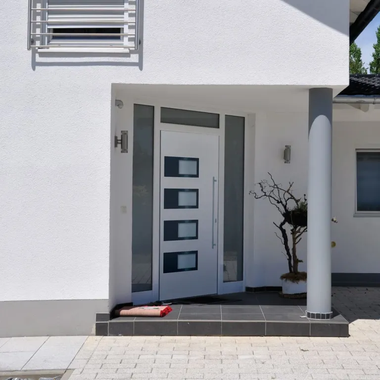 Haustr Wei 100x200 cm Aluminium und PVC Haus Eingangstr Glas-Element Rechtshndig