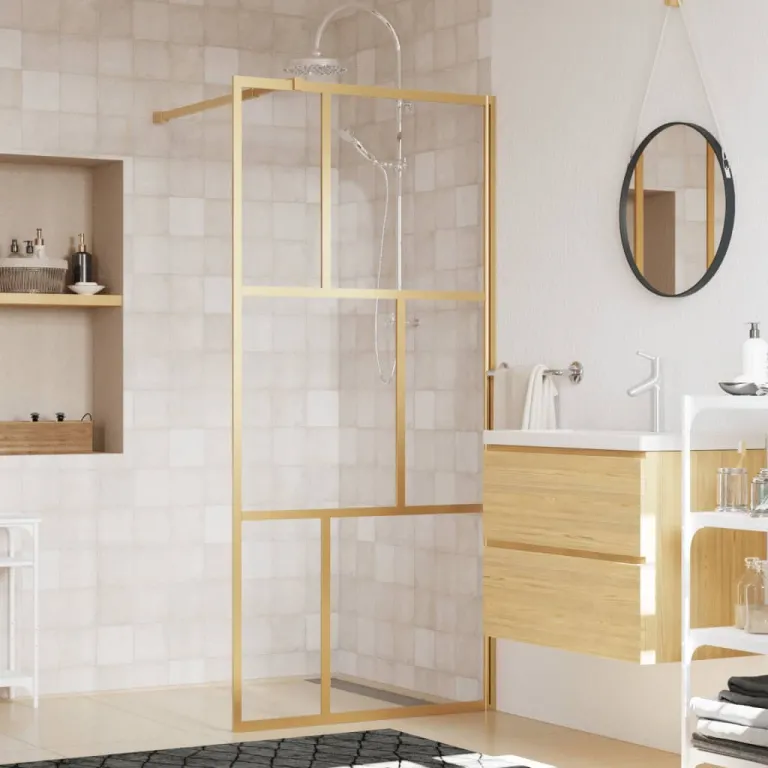 Walk In Duschwand fr Begehbare Dusche mit ESG Klarglas Golden 80x195cm