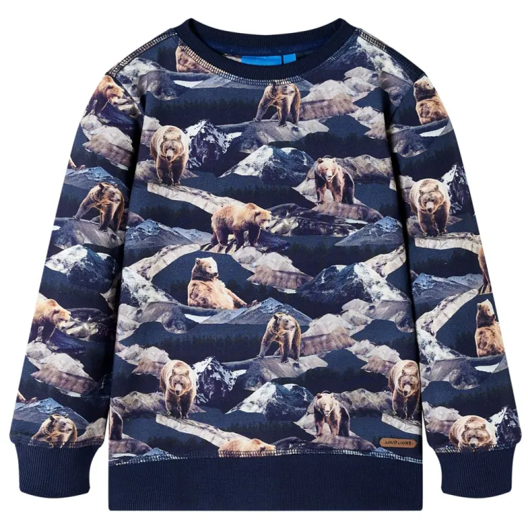 Kinder-Sweatshirt mit Bren-Motiv Marineblau 140