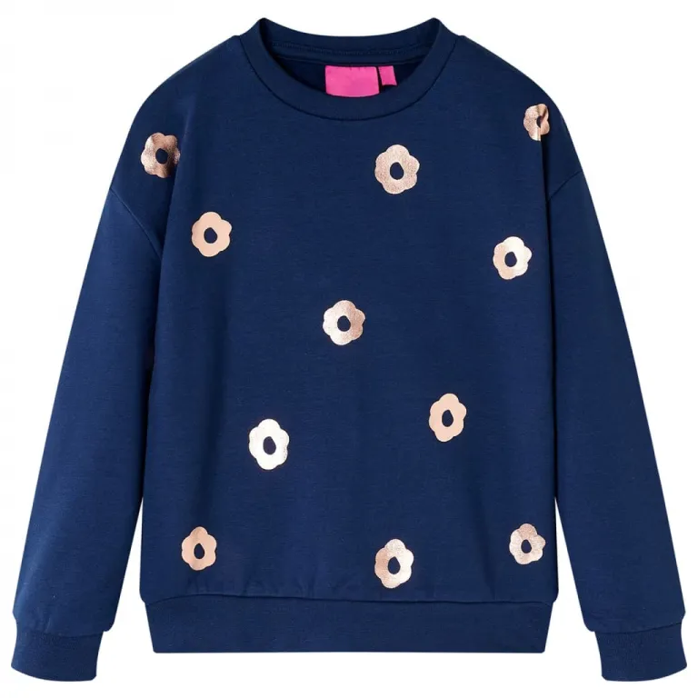 Kinder-Sweatshirt mit Blumenmuster Marineblau 116