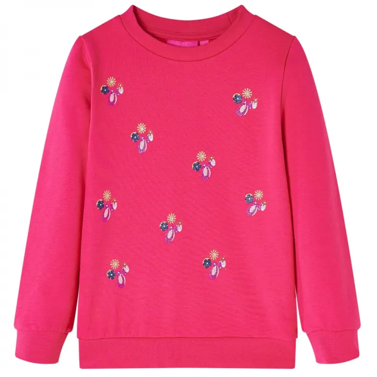 Kinder-Sweatshirt mit Glitzer-Muster Knallrosa 92