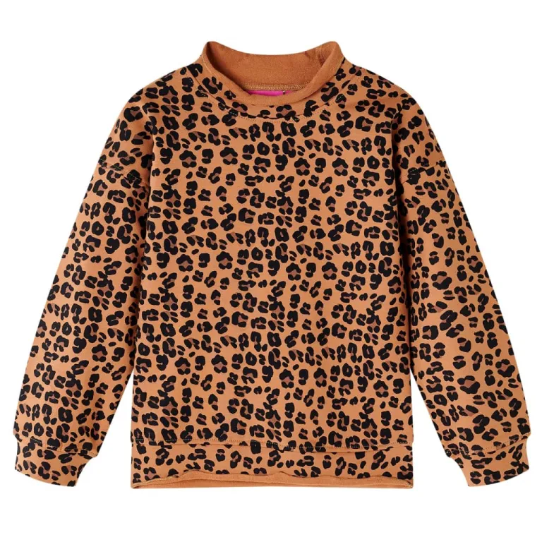 Kinder-Sweatshirt Leopardenmuster Heller Cognac 116