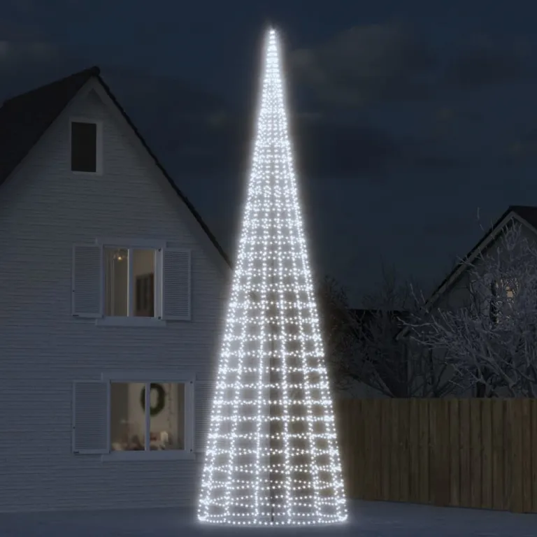 LED-Weihnachtsbaum fr Fahnenmast 3000 LEDs Kaltwei 800 cm Auenbereich