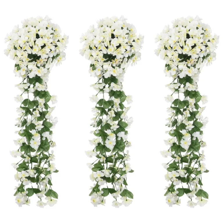 Knstliche Blumengirlanden 3 Stk. Wei 85 cm